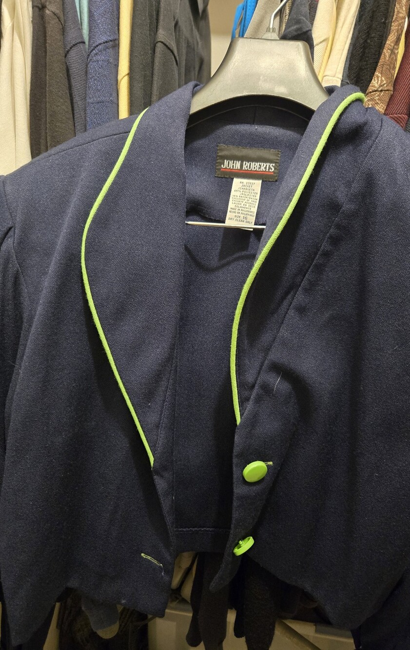 John Roberts Navy Blazer with Lime Green Trim